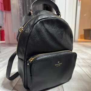kate spade Black Pebbled Leather Mini Backpack with Gold Hardware